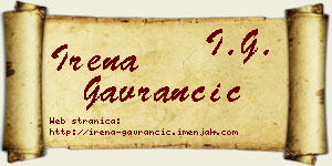 Irena Gavrančić vizit kartica